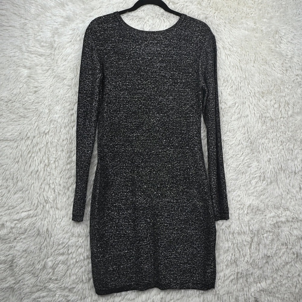 Express Black Metallic Bodycon Midi Dress L